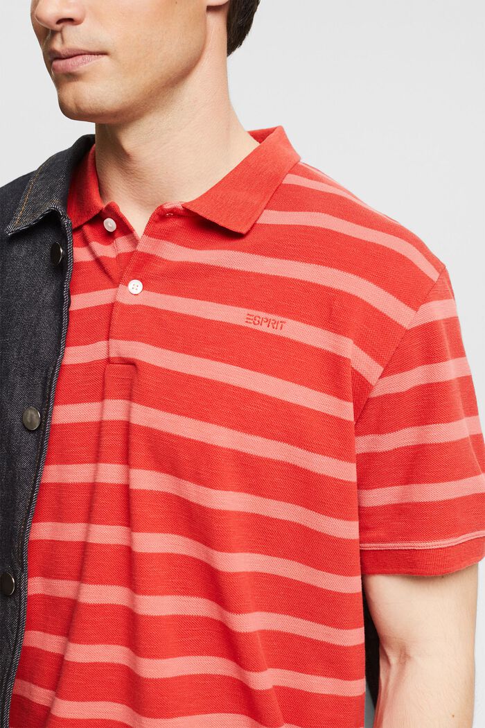 Polo-Shirt mit Streifen, RED ORANGE, detail image number 1