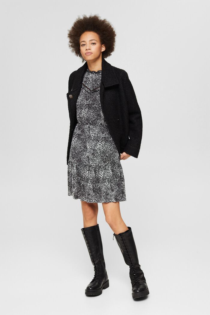 Jerseykleid mit Rüschen, LENZING™ ECOVERO™, NEW BLACK, detail image number 1