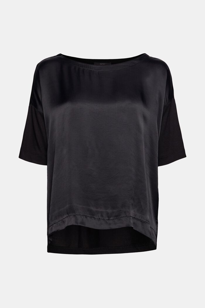 Material-Mix T-Shirt, LENZING™ ECOVERO™, BLACK, detail image number 5