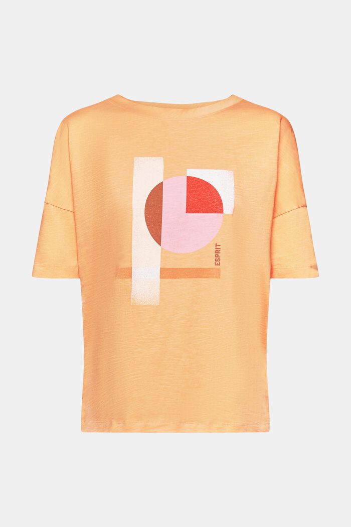 Baumwoll-T-Shirt mit geometrischem Print, GOLDEN ORANGE, detail image number 2