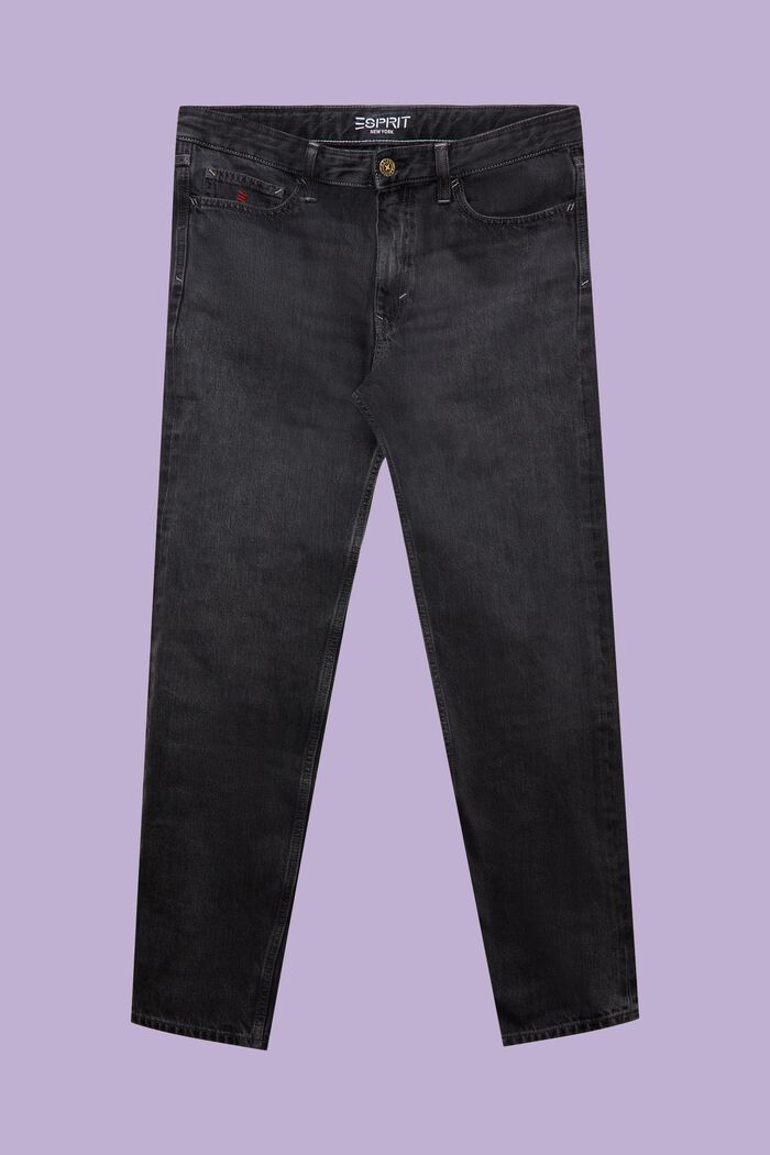 Jeans mit geradem Bein und mittlerer Bundhöhe, GREY DARK WASHED, detail image number 7