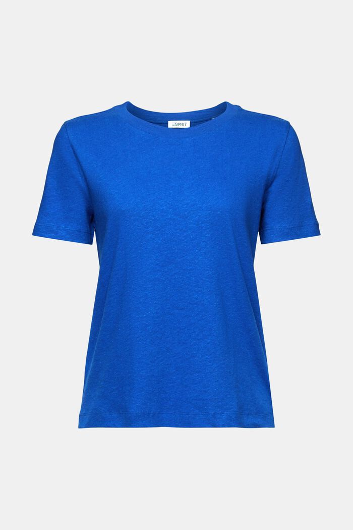 T-Shirt aus Baumwolle-Leinen-Mix, BRIGHT BLUE, detail image number 6