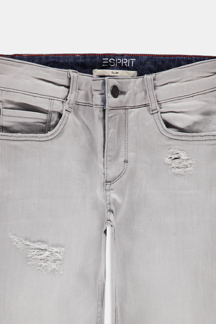 Jeans mit Used-Effekten und Verstellbud, GREY LIGHT WASHED, detail image number 2
