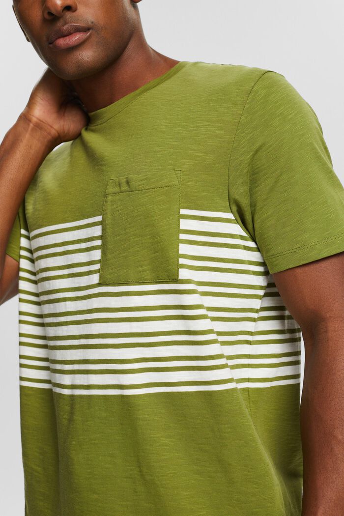 Jersey-T-Shirt mit Streifenmuster, LEAF GREEN, detail image number 1