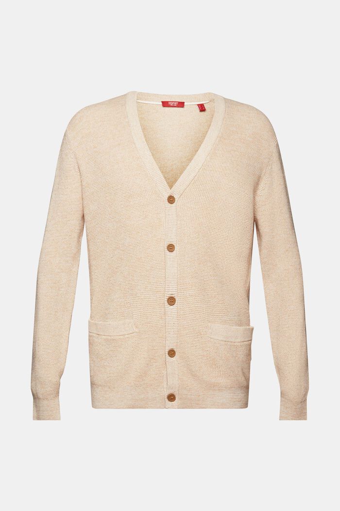 Cardigan mit V-Ausschnitt, 100 % Baumwolle, LIGHT BEIGE, detail image number 5
