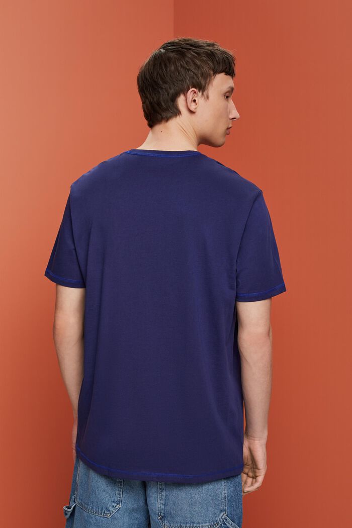 Jersey-T-Shirt mit kontrastfarbenen Säumen, DARK BLUE, detail image number 3