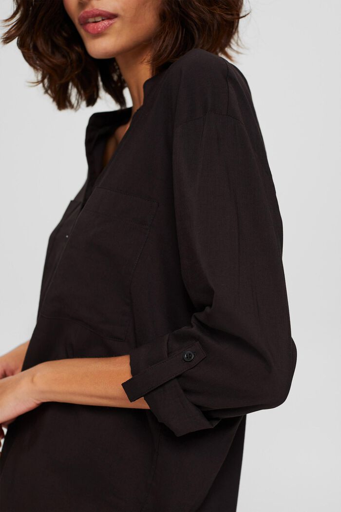 Bluse mit Kelchausschnitt und Taschen, BLACK, detail image number 2