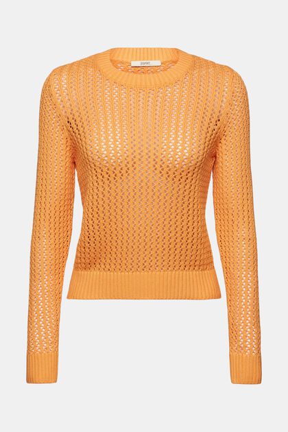 Strukturierter Pullover aus Bio-Baumwolle, GOLDEN ORANGE, overview