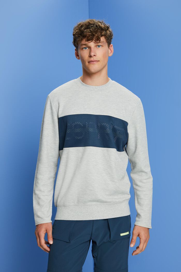 Sweatshirt aus Fleece mit Mesh-Logo, LIGHT GREY, detail image number 0