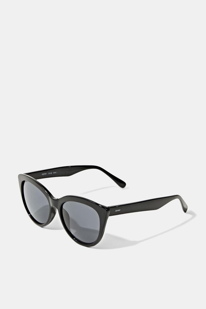 Cateye-Sonnenbrille aus Kunststoff, BLACK, overview