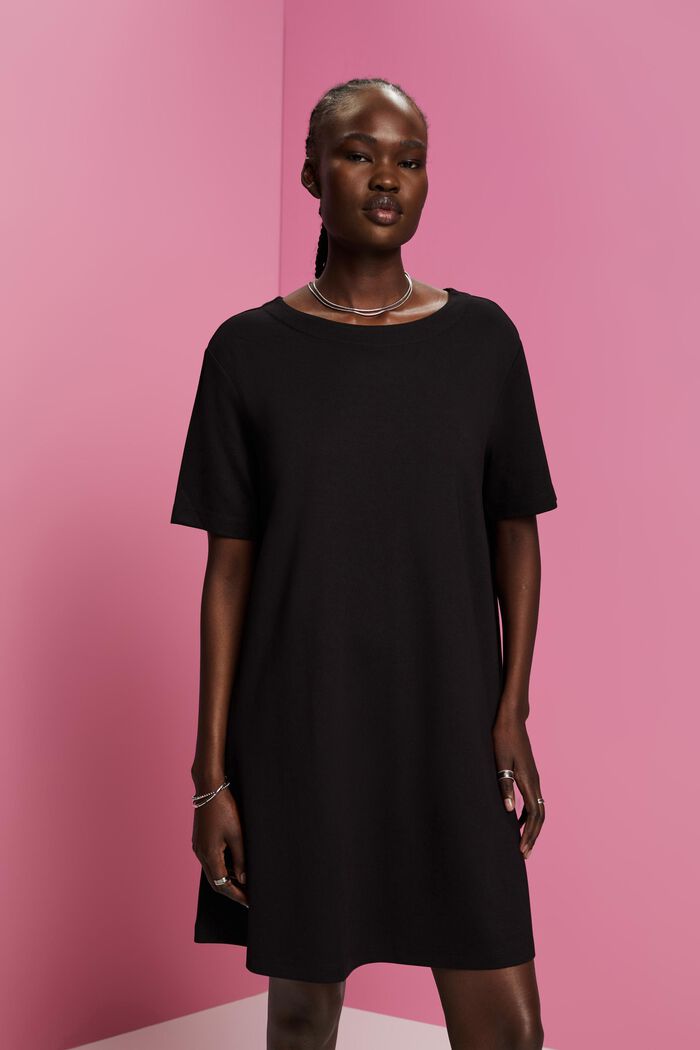 T-Shirt-Kleid aus Jersey, BLACK, detail image number 0
