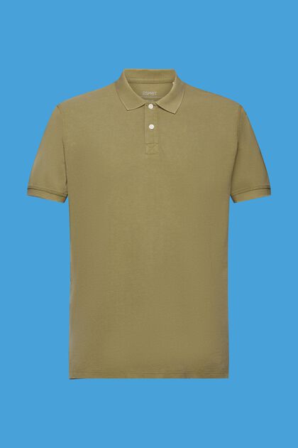 Poloshirt aus Stone-Washed-Baumwollpikee, OLIVE, overview
