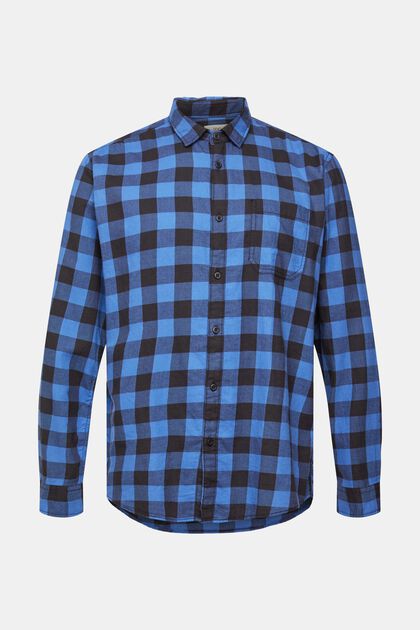 Flanellhemd mit Vichy-Karo, nachhaltige Baumwolle, BLUE, overview