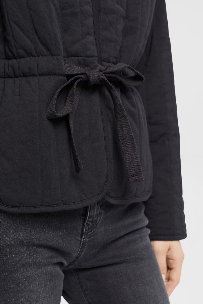 Gesteppter Cardigan im Sweatshirt-Look mit Gürtel, BLACK, detail image number 2