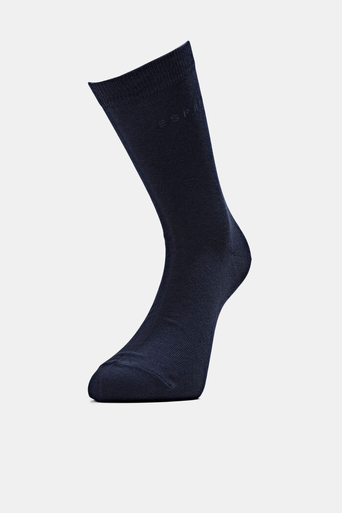 Socken im Doppelpack mit eingestricktem Logo, Bio-Baumwolle, MARINE, detail image number 0