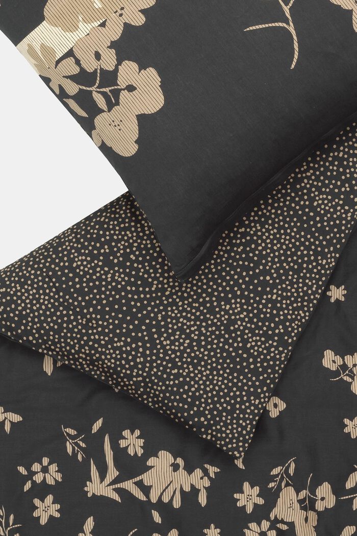 Satin-Bettwäsche mit floralem und Dot-Muster, BLACK, detail image number 3
