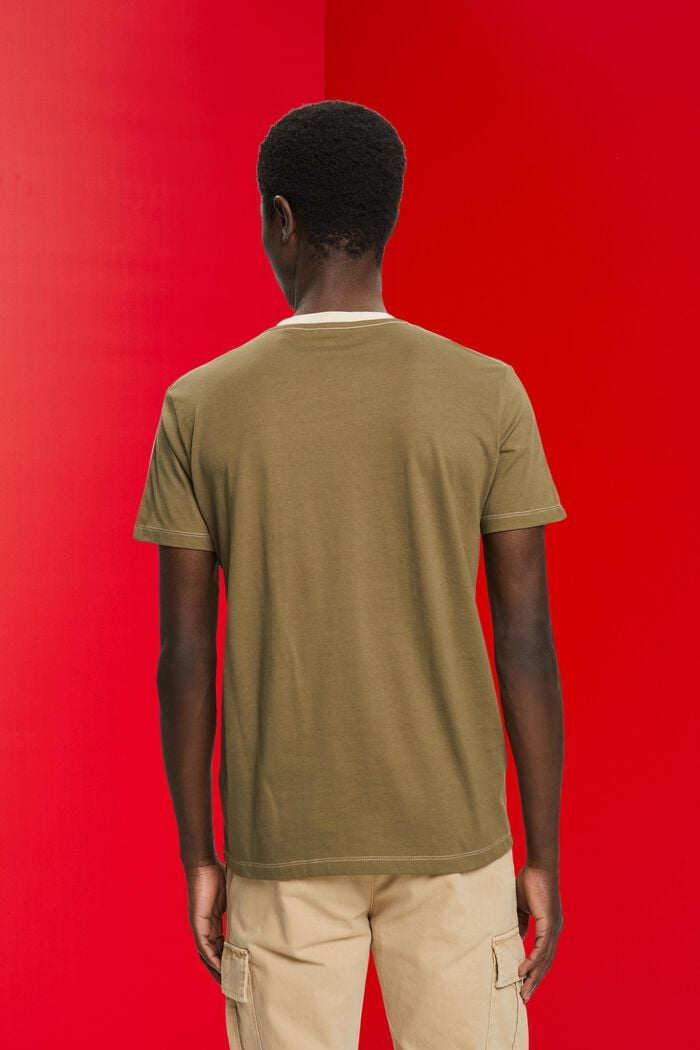 Zweifarbiges T-Shirt aus Baumwolle, LIGHT TAUPE, detail image number 3
