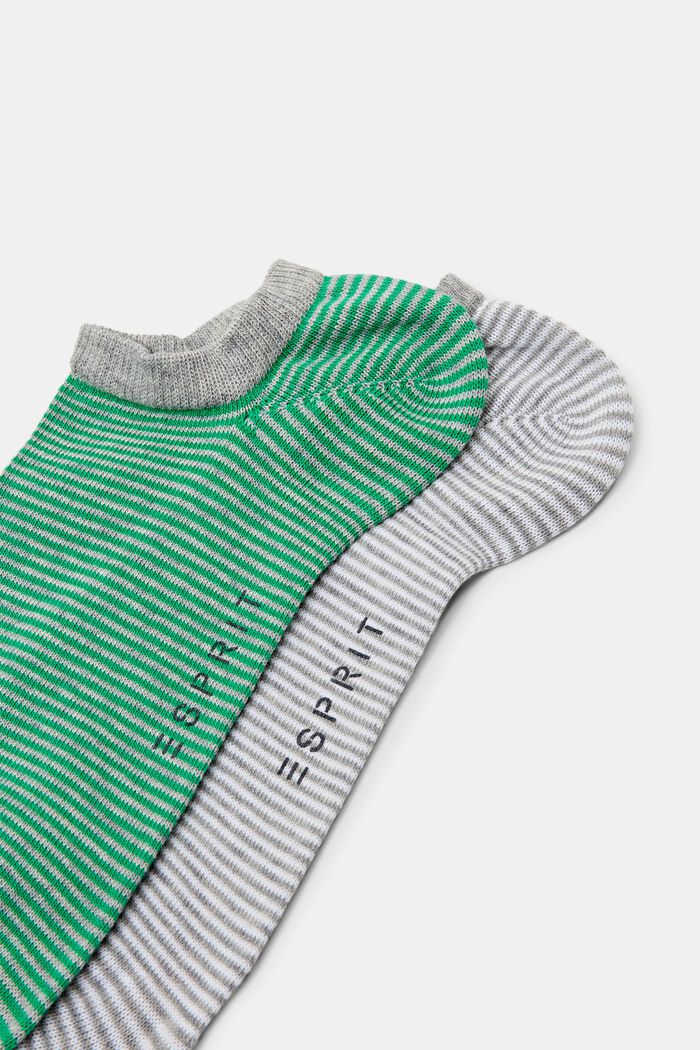 2er-Set Knöchelhohe Socken im Streifendesign, GREEN/GREY, detail image number 2
