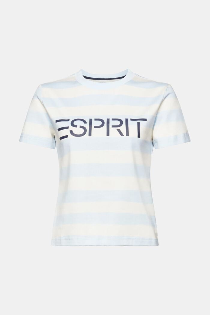 Gestreiftes Logo-T-Shirt aus Baumwolle, PASTEL BLUE, detail image number 5