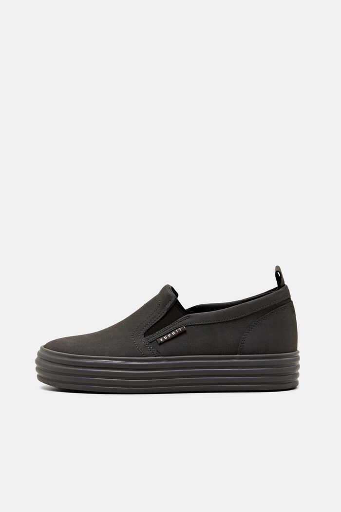 Slip-on-Sneaker in Lederoptik mit Plateausohle, BLACK, detail image number 0