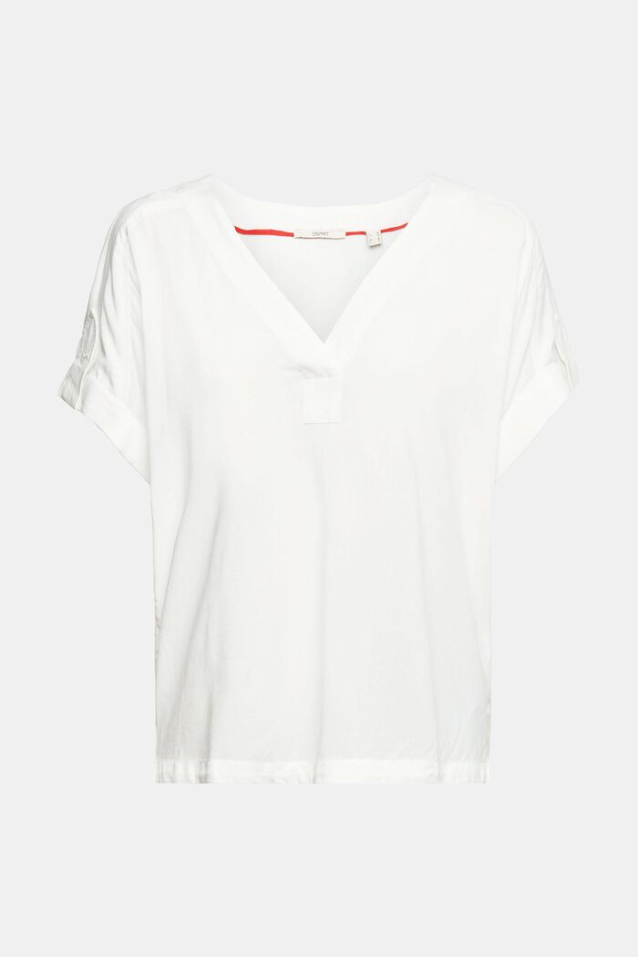 Bluse mit V-Ausschnitt, LENZING™ ECOVERO™, OFF WHITE, detail image number 5