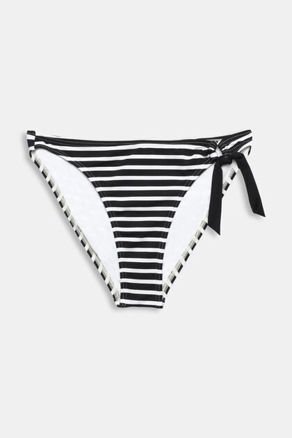 Bikini-Slip mit Streifenmuster, BLACK, overview