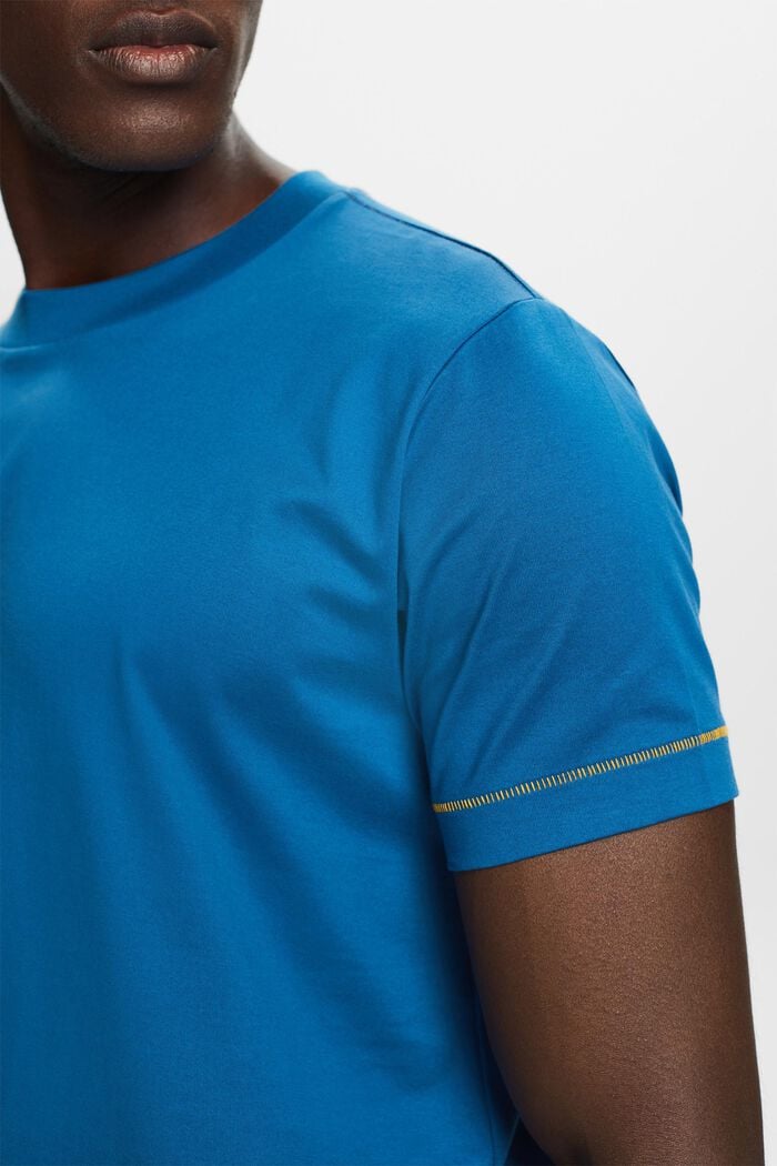Rundhals-T-Shirt aus Jersey, 100 % Baumwolle, DARK BLUE, detail image number 2