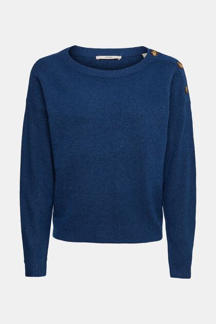 Mit Wolle: Pullover, NEW PETROL BLUE, overview