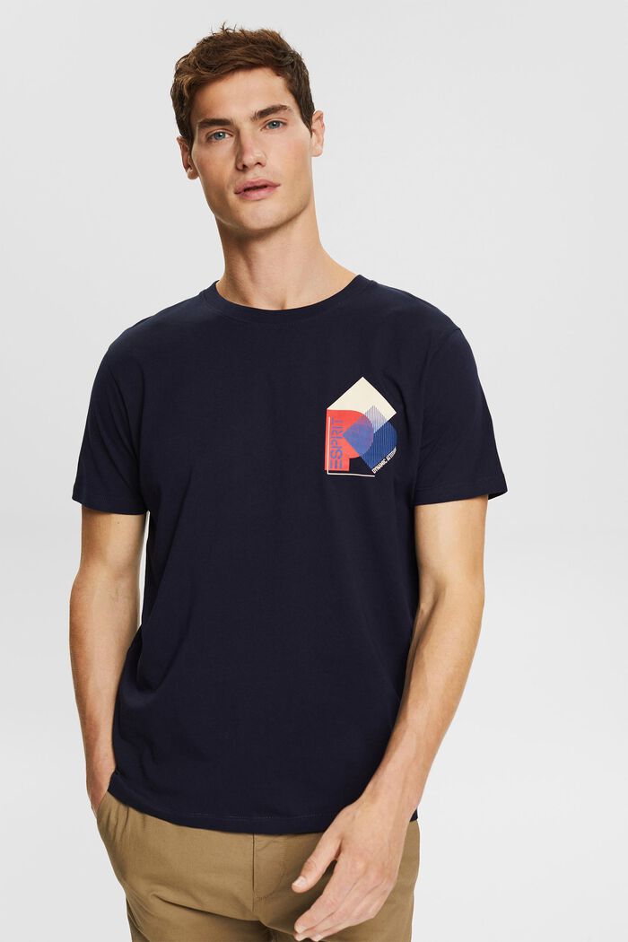 Jersey-T-Shirt mit Print, Bio-Baumwolle, NAVY, detail image number 0