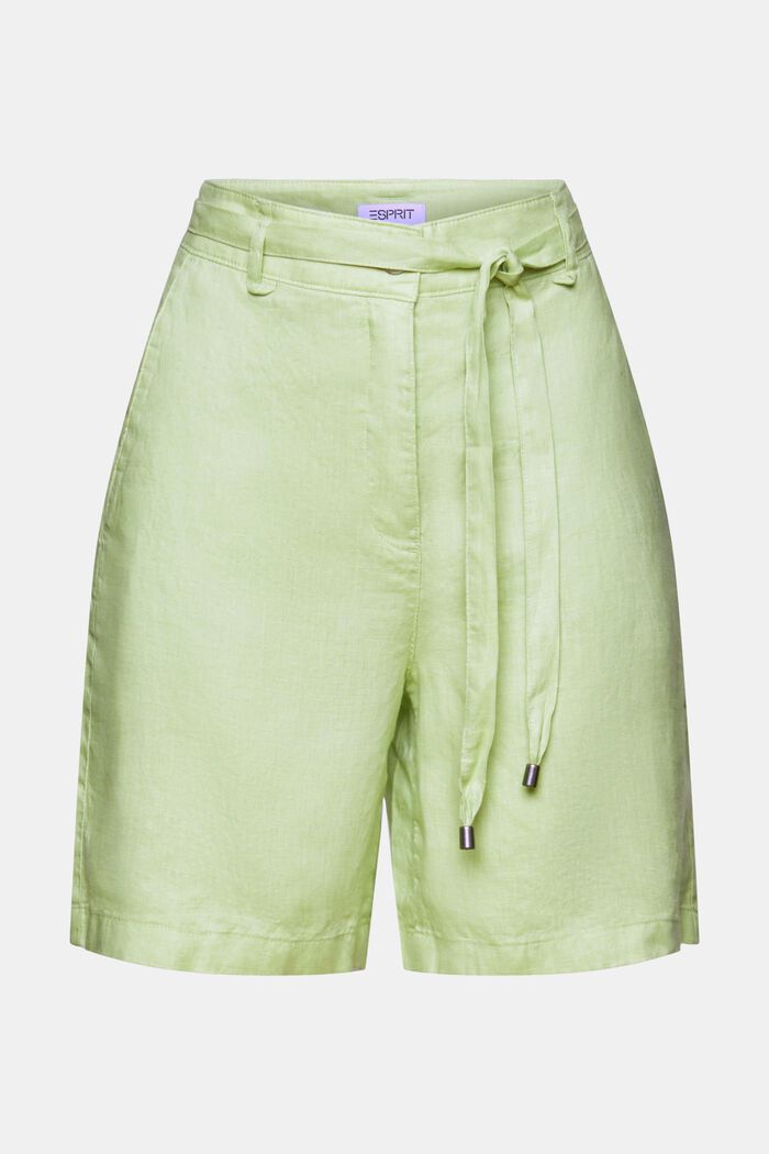 Shorts aus Leinen mit weitem Bein, LIGHT GREEN, detail image number 6