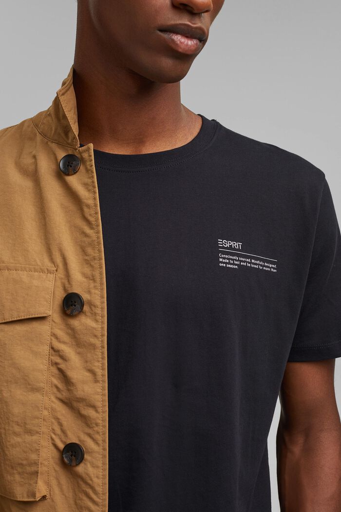 Jersey-T-Shirt mit Print, 100% Bio-Baumwolle, BLACK, detail image number 1
