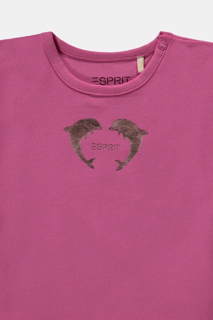 T-Shirt mit Metallic-Print, Bio-Baumwolle, DARK PINK, detail image number 2