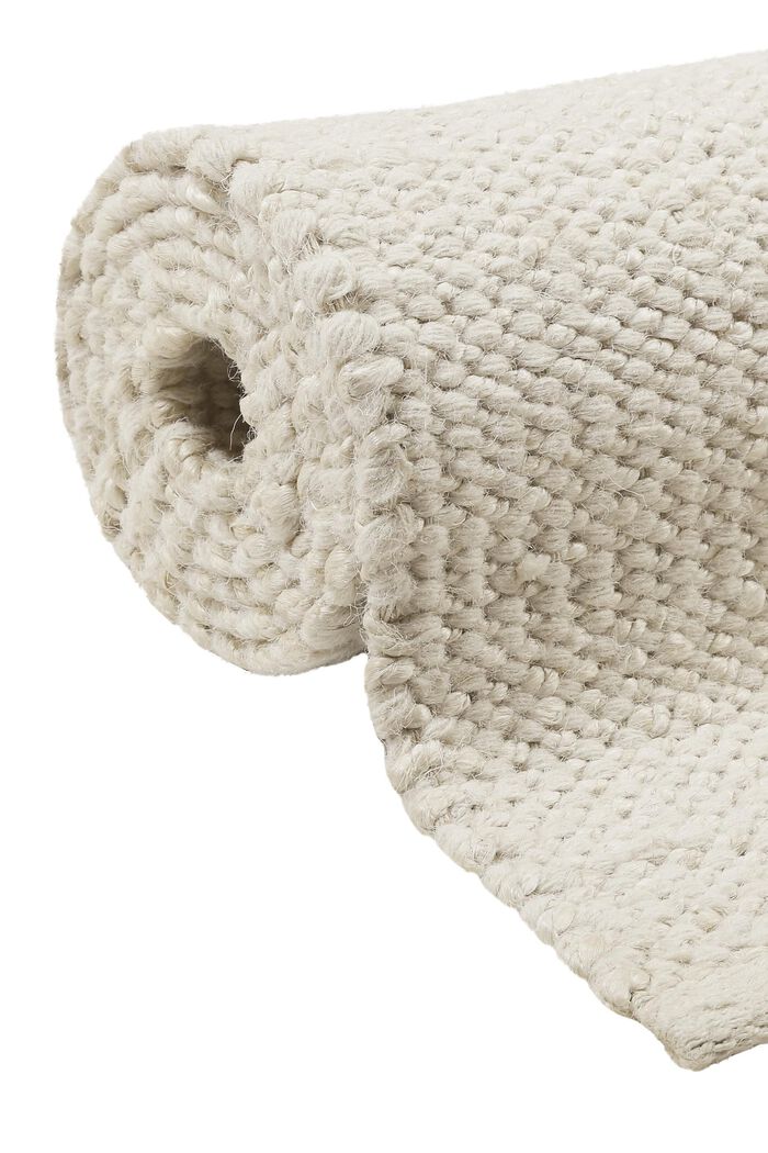 Handgewebter Teppich aus Woll-Mix, CREAM BEIGE, detail image number 3