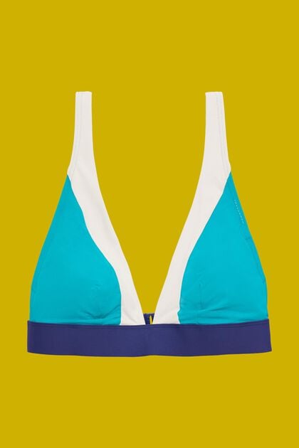 Wattiertes Bikinitop im Colour Block-Design