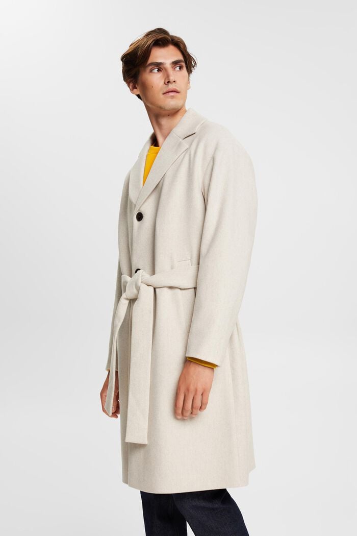 Mantel aus Wollmix mit Bindegürtel