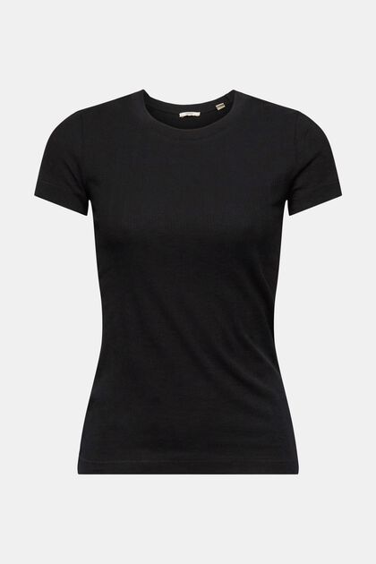 Pointelle-T-Shirt, BLACK, overview