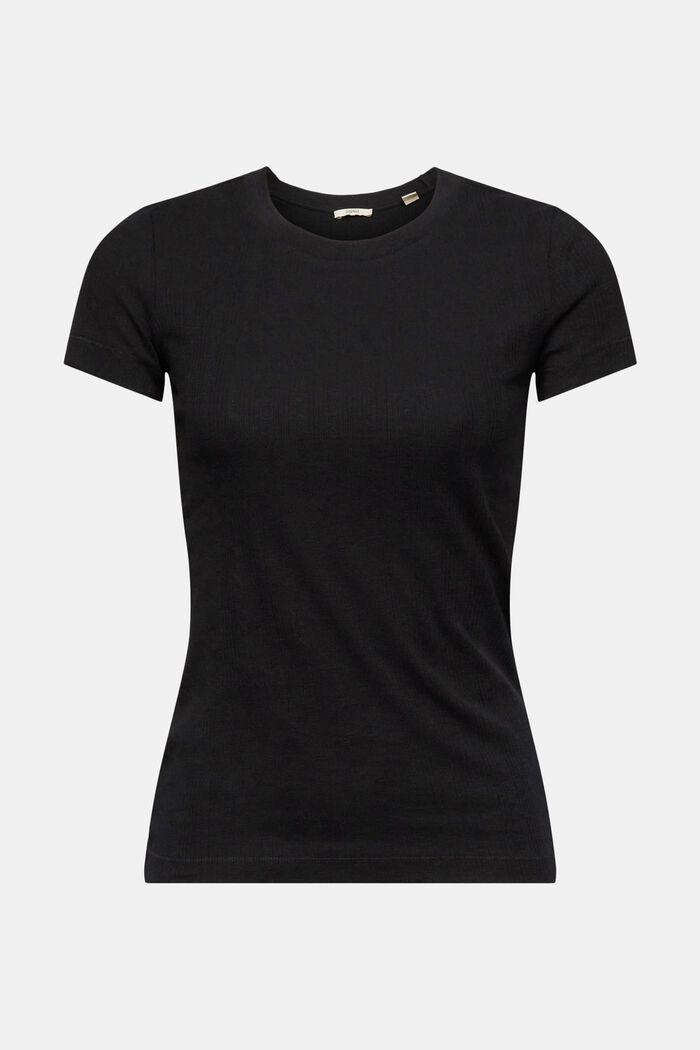 Pointelle-T-Shirt, BLACK, detail image number 6