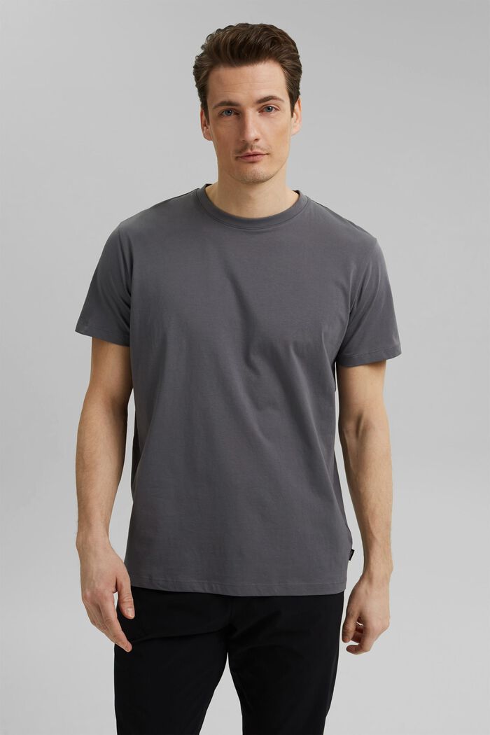 Jersey-T-Shirt aus 100% Organic Cotton, DARK GREY, overview