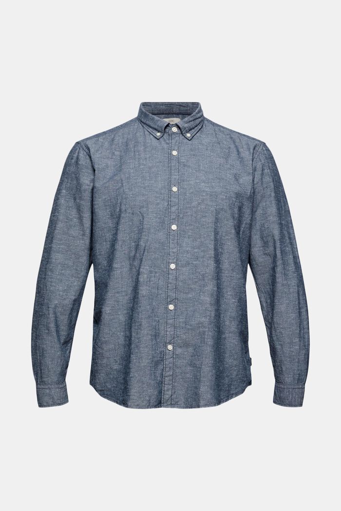Leinen/Organic Cotton: Button-Down-Hemd, NAVY, detail image number 0