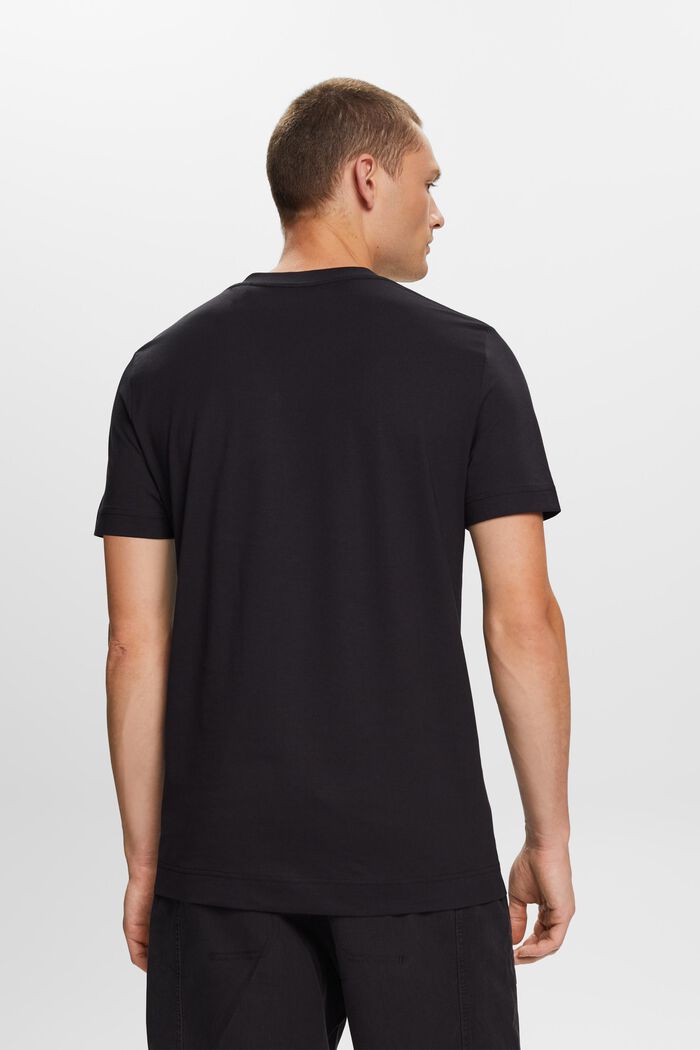 Jersey-T-Shirt mit V-Ausschnitt, 100 % Baumwolle, BLACK, detail image number 3