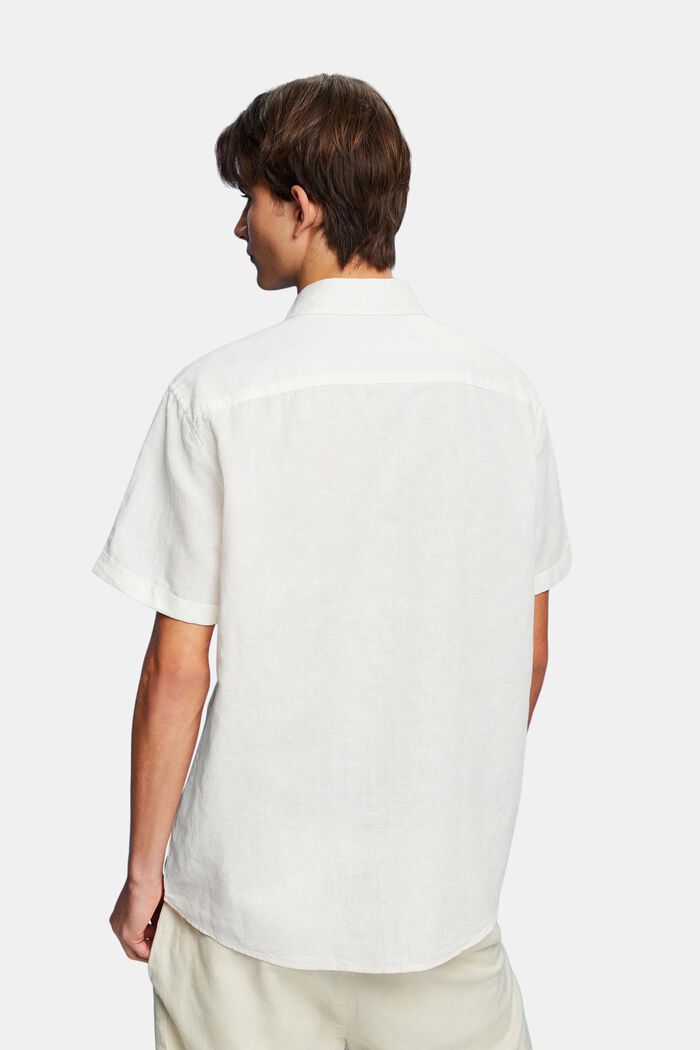 Kurzärmliges Hemd aus Baumwolle-Leinen-Mix, OFF WHITE, detail image number 3