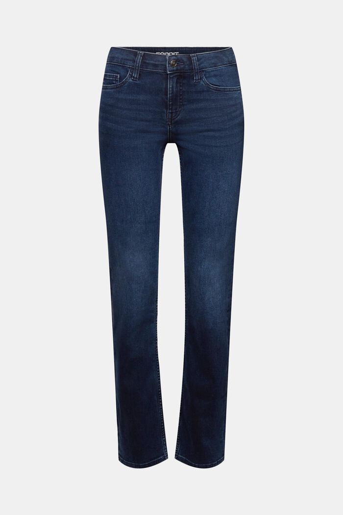 Gerade Jeans mit mittlerer Bundhöhe, BLUE BLACK, detail image number 6