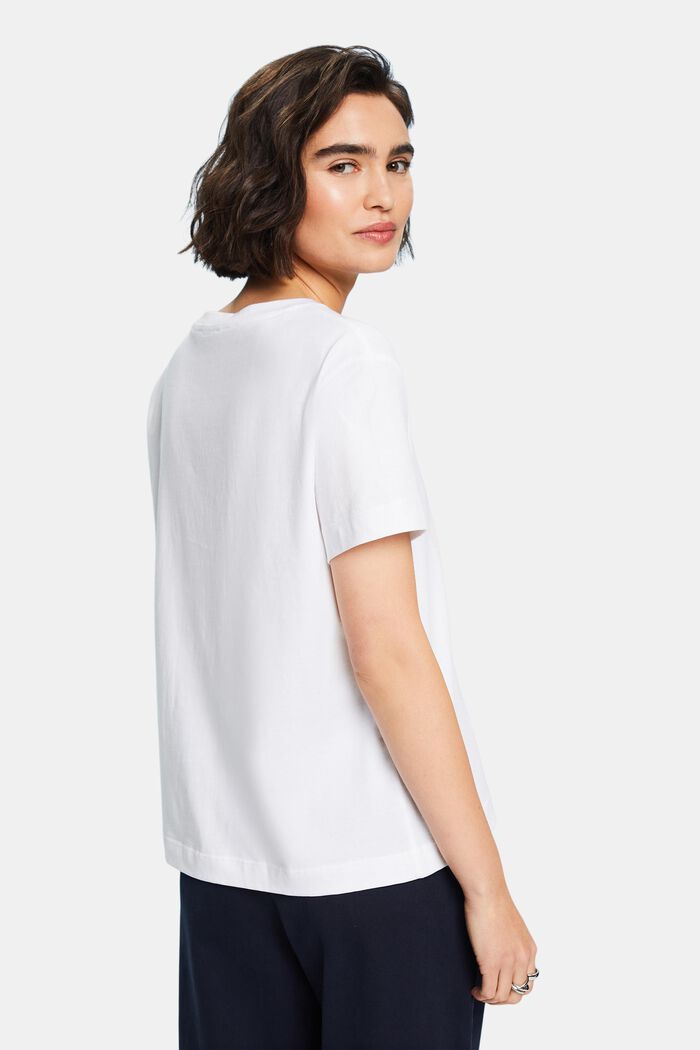 Jersey-T-Shirt mit Print vorne, WHITE, detail image number 3