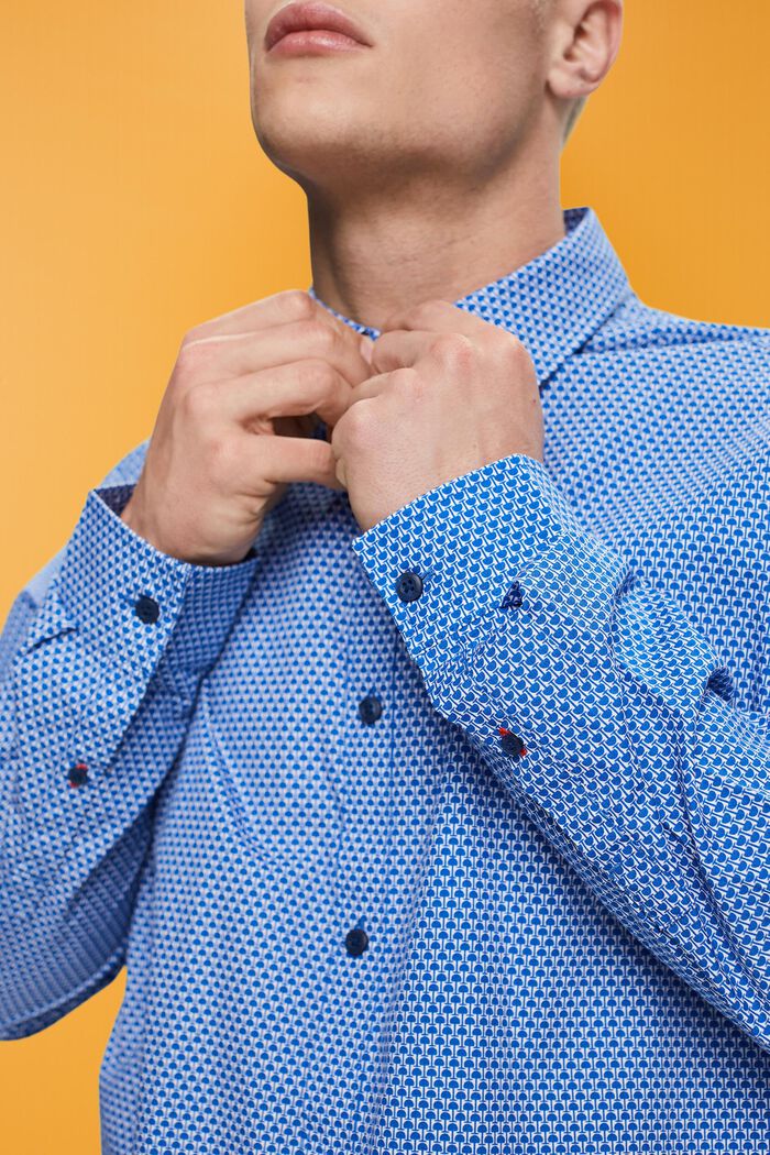 Schmal geschnittenes Hemd mit Allover-Dessin, BLUE, detail image number 2