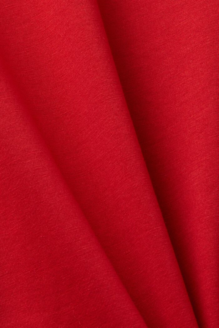 Jersey-T-Shirt mit V-Ausschnitt, 100 % Baumwolle, DARK RED, detail image number 5