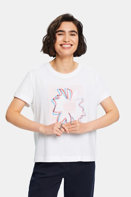 Jersey-T-Shirt mit Print vorne