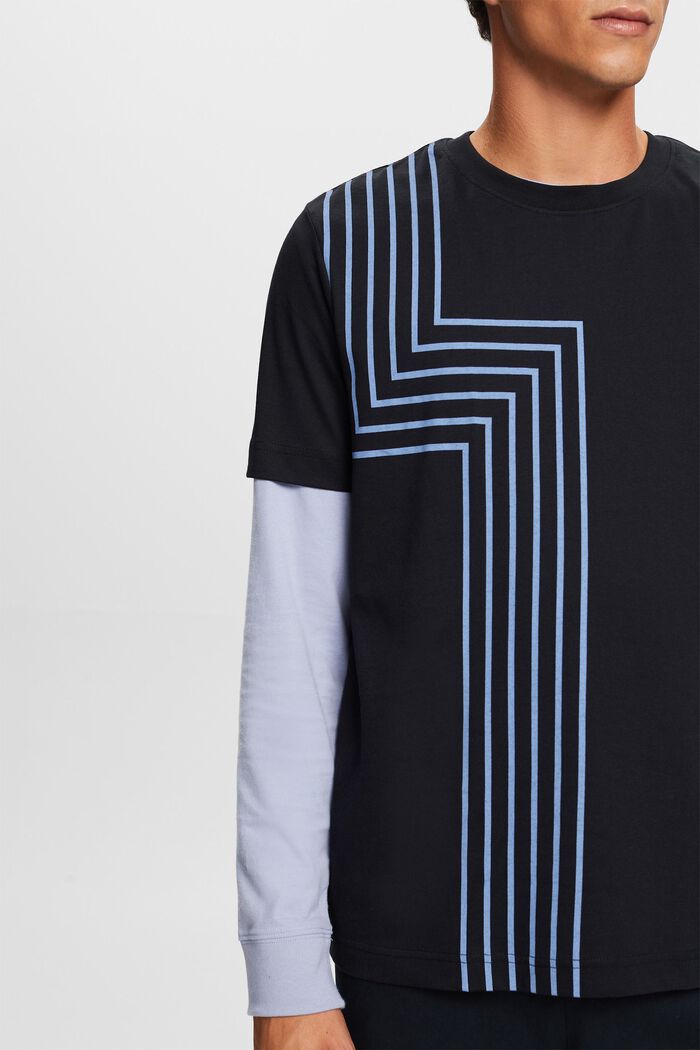 T-Shirt aus Pima-Baumwolle mit Print, BLACK, detail image number 2