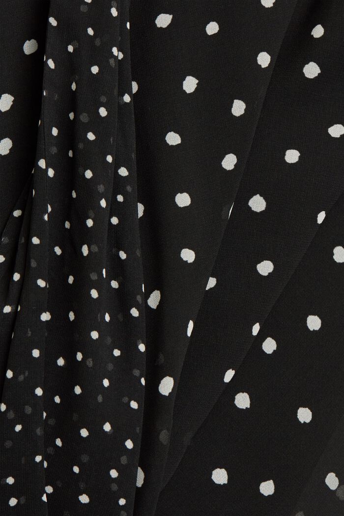 Recycelt: Chiffon-Kleid mit geraffter Taille, BLACK, detail image number 4