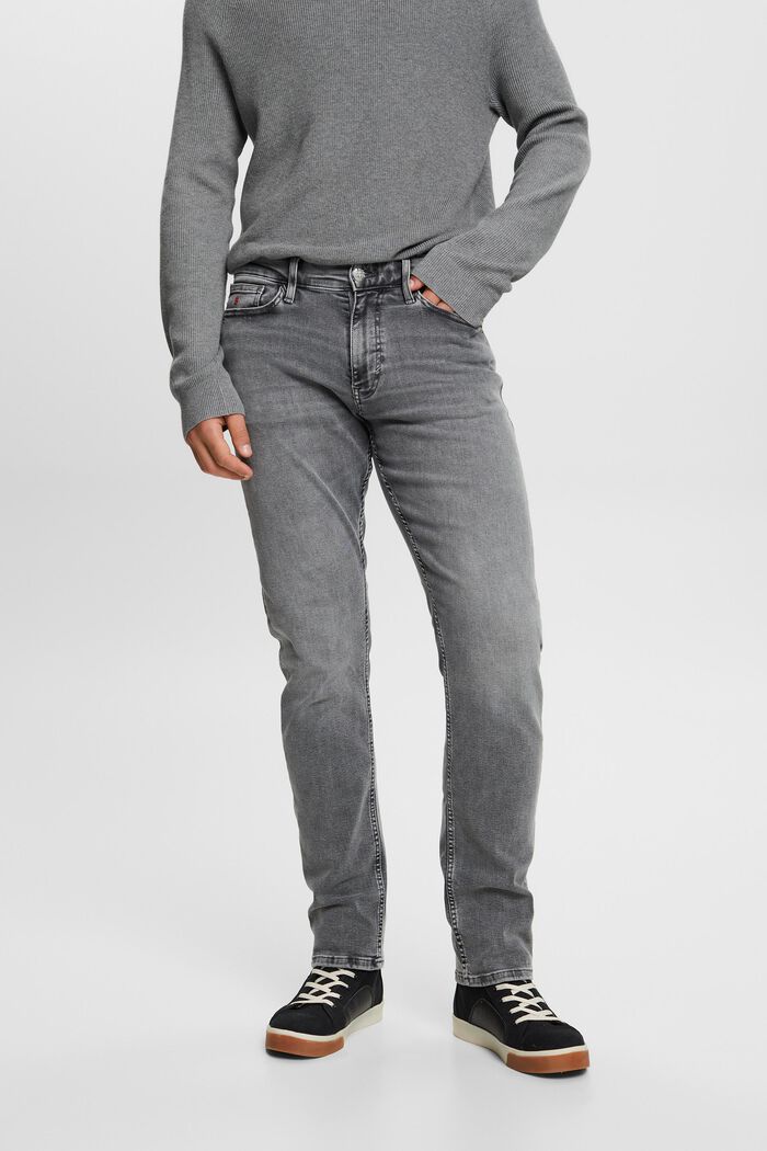 Jeans mit schmaler Passform und mittelhohem Bund, GREY LIGHT WASHED, detail image number 0