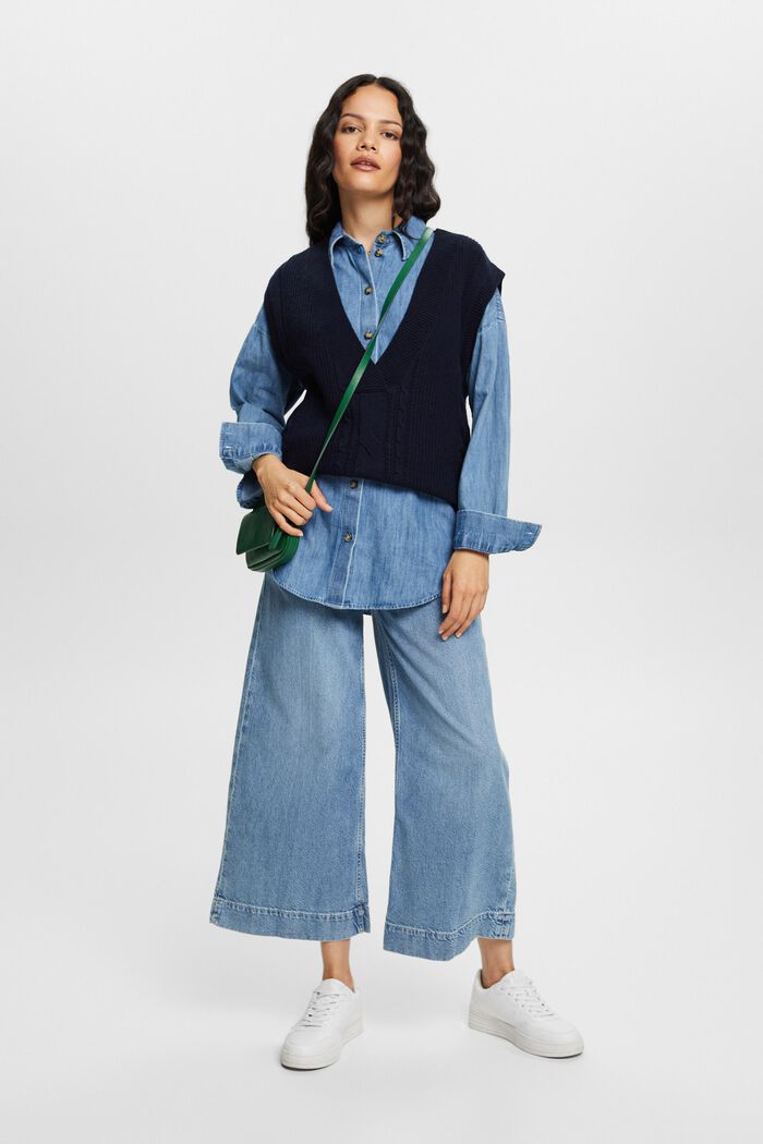 Oversized Jeans-Hemdbluse, 100 % Baumwolle, BLUE MEDIUM WASHED, detail image number 1